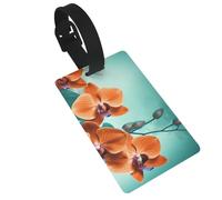 Teal and Orange Orchid Luggage Tags for Suitcases, PVC Suitcase Tag with Secure Strap Suitcase Identifier with Privacy Name Card for Travel Bag Tags Personalized Baggage Tag for Women Men