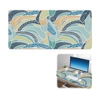 Teal and Orange Waves Desk Pad Non-Slip Extended Mouse Mat with Smooth Surface Pu Leather Extra Large Mouse Pad 90X42 CM Gaming Mousemat Office Desk Decor Office Gifts Mousepads for School Home Table