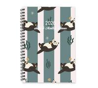Teal and Pale Pink Stripes Diary 2026 A5 To Do List Notebook Personal Planner 2026 Mens Diary Journal Planner Combo for Project Week To View Monthly Year with Dotted Line Note Page Slim