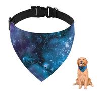 Teal and Purple Cosmic Galaxy Dog Bandana With Adjustable Strap D Ring Dog Neckerchief Pet Bibs Triangle Cat Scarves Clothing& Accessories for Dogs Puppy Dogs Cats Decor Machine Washable