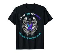 Teal and Purple Suicide Awareness Brother In Law Cross Wings T-Shirt