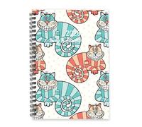 Teal and Red Cats Journal 2026 A5 To Do List Notebook Calendar Notebook 2026 Diary for Men Daily Planner for Teaching Assistant Week To View Monthly Year Diary Planner with Dotted Line Note Page Slim