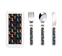 Teal and Red Tartan Plaid Check Portable Kids Utensil Set Stainless Steel Fork, Spoon & Knife 3-Piece-Set, Easy to Clean, and Perfect for School, Travel, Or Home Use