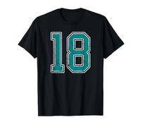 Teal and White Number 18 Jersey Player Uniform #18 Fan T-Shirt