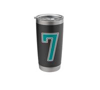 Teal and White Number 7 Jersey Player Uniform #7 Fan Stainless Steel Insulated Tumbler