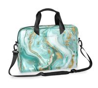 Teal Aqua Marble Modern Art Abstract Laptop Briefcase for Men Women, 15.7 Inch Business Computer Bag with Detachable Shoulder Strap, Laptop Case Bag Sleeve Messenger Briefcase