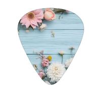 (Teal Barn Door Floral) Guitar Picks Set Of 12 With Transparent Plastic Box For Bass Electric And Acoustic Guitars Ukulele