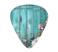 Teal Barn Door Floral Print Guitar Picks 12-Pack - Assorted Thickness Picks (0.46 mm, 0.71 mm, 0.96 mm) with Storage Box & Assorted Unique Design for Acoustic, Electric, Bass, and Ukulele Players
