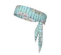 Teal Barn Door Floral Print Sports Head Tie,Adjustable Sports Headband for Sports, Fitness, Working Out, Yoga