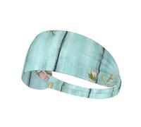 Teal Barn Door Floral Print Sports Headbands For Men Women, Moisture Wicking Sweat Band Elastic Wide Hair Bands,For Running, Cycling, Basketball, Gym Exercise, Football