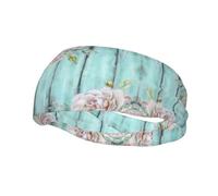Teal Barn Door Floral Print Sports Sweatband-Workout, Sports, Costume, Running, Fashion and Outdoor Activity