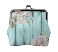 Teal Barn Door Floral Small Makeup Bag for Purse, Mini Portable Cosmetic Bags, for Gym and Daily Use