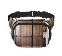 Teal Barn Door Floral Square Double-Layer Waist Bag Mini Adjustable Waist Belt Bag Exercise Running Travel Hiking, Black, One Size
