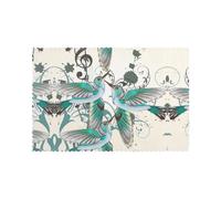 Teal Birds Musical Note Insulated Placemats 12 x 18 inches Set of 6 Washable Christmas Placemats for the Kitchen and Outdoors