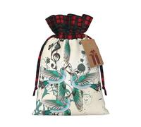 Teal Birds Musical Note Patterned decorative gift bag, drawstring candy bag, reusable, suitable for storing gifts or everyday items.
