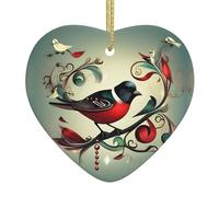 Teal Birds Musical Note Print Christmas Tree Ceramic Hanging Funny Keepsake Ornament For Holiday Decoration