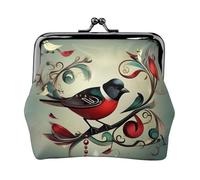 Teal Birds Musical Note print Coin Purse Small Change Purse Card Holder Coin Pouch Small Wallet for Women and Men, Black, One Size, Vintage