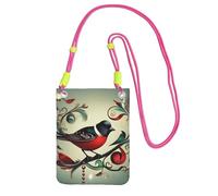 Teal Birds Musical Note Print Crossbody Bag For Women, Shoulder Bag Purse, Travel Sport Mini Phone Bag, Phone Wallet, Fuchusia, One Size