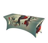 Teal Birds Musical Note Print Professional stylish Rectangular Table Cover Clean Tablecloth Easy Installation