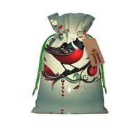 Teal Birds Musical Note Print Stylish Drawstring Pouches,Reusable Drawstring Gift Bags,Perfect For Holiday And Party