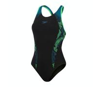 Teal & Black Abstract Laneback Swimsuit by Speedo