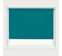 Teal Blackout Roller Blind Metal Fittings Trimmable UV Protection Thermal Properties Premium Fabric Home Office Bedroom Kids Room Child Safe Easy Fit 120cm Width x 160cm Drop
