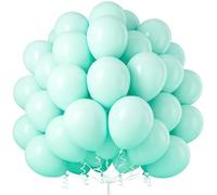 Teal Blue Balloons, 50 Pcs Pastel Turquoise Teal Blue Balloon 12 Inch Macaron Latex Balloons with Ribbons for Girls Teal Theme Birthday Party Baby Shower Wedding Sea Mermaid Decoration