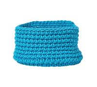Homescapes Cotton Knitted Round Storage Basket, 37 x 21 cm in Teal | Size: Small Homescapes Teal S
