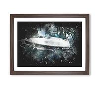 Teal Blue Drum Kit Paint Splash Modern Art Framed Print | A2 Walnut Framed Wall Art | Ready to Hang | Modern Music Picture | Living Room Bedroom Lounge Office