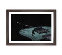 Teal Blue Electric Guitar Framed Print | A2 Walnut Framed Wall Art | Ready to Hang | Modern Music Picture | Living Room Bedroom Lounge Office