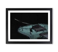 Teal Blue Electric Guitar Modern Art Framed Print | A2 Black Framed Wall Art | Ready to Hang | Modern Music Picture | Living Room Bedroom Lounge Office