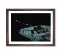 Teal Blue Electric Guitar Modern Art Framed Print | A2 Walnut Framed Wall Art | Ready to Hang | Modern Music Picture | Living Room Bedroom Lounge Office
