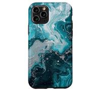 Teal Blue Fluid Art - Abstract Modern Design Case for iPhone 11 Pro