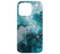 Teal Blue Fluid Art - Abstract Modern Design Case for iPhone 15 Pro Max