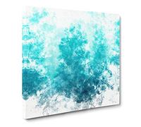 Teal Blue Forest Watercolour Canvas Print | Gallery Wrapped 30mm Frame Wall Art | 14x14 inches | Ready to Hang | Modern Landscape Picture | Living Room Bedroom Lounge Office