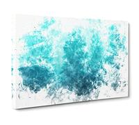 Teal Blue Forest Watercolour Canvas Print | Gallery Wrapped 30mm Frame Wall Art | 30x20 inches | Ready to Hang | Modern Landscape Picture | Living Room Bedroom Lounge Office