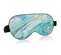 Teal Blue Gold Marble Breathable Sleeping Eyes Mask, Cool Feeling Eye Sleep Cover for Summer Rest, Elastic Contoured Blindfold for Women & Men Travel