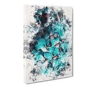 Teal Blue Hydrangeas Watercolour Modern Canvas Wall Art Print Ready to Hang, Framed Picture for Living Room Bedroom Home Office Décor, 30x20 Inch (76x50 cm)
