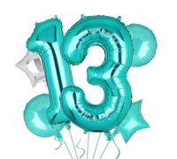 Teal Blue Number 13 Balloons 40 Inch Big Helium Mylar Digital Balloon Mermaid Theme Anniversary Wedding 13th Birthday Party Decor Supplies 5 Pcs