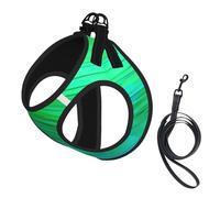Teal Blue Pattern Print Pet Leash Vest,Breathable Mesh Pet Harness, Reflective For Small Medium Dogs Safe Easy Walking