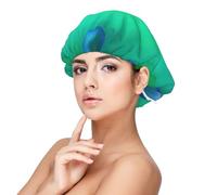 Teal Blue Print Adult's Satin Sleeping Cap, Satin Bonnet for Sleeping - Silk Sleep Cap for Women and Men, Black, One size
