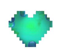 Teal Blue Print Building Brick Block Puzzle Heart Shaped,Christmas Valentines Birthday Anniversary Presents