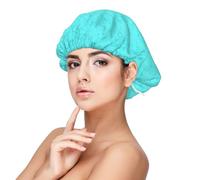Teal Blue Printed,Adult's Satin Sleeping Cap - Women's Elastic Sleep Bonnet, Adjustable Overnight Hair Cover