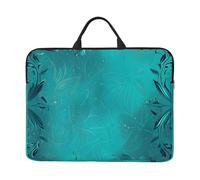 Teal Blue Printed Laptop Sleeve 14 inch Protective Case, Waterproof Computer Case Bag with Handle for Men and Women