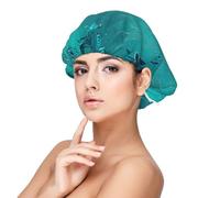 Teal Blue Printed Satin Hair Bonnet for Sleeping Double Layer Silk Sleep Cap Hair Wrap Cap for Women Men