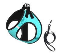Teal Blue Printing Dog Summer Harness,Soft Light Puppy Vest,Breathable Pet Harness Reflective For Easy Walking