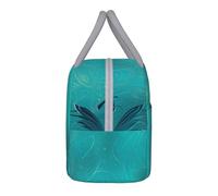 Teal Blue Prints Insulated Lunch Tote Bag with Light Grey Zipper and Handle - Large Reusable Thermal Food Carrier for Office, School, Picnics & Hiking
