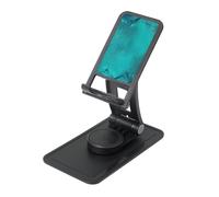 Teal Blue Prints Rotating Cell Phone Stand with 360° Swivel Base - Foldable Square Desk Phone Holder for iPhone 16 15 14 13 12 11,All Phones,Black