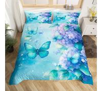 (Teal Blue Purple, King(No Comforter)) Homewish Sugar Skull Bedding Set Crow Gothic Comforter Cover Exotic Flowers Double Duvet Cover,Goth Moon Galaxy Rose Bed Set