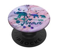 Teal Blue Purple Mama Elephant Two Babies Pink Gray Blue PopSockets Adhesive PopGrip
